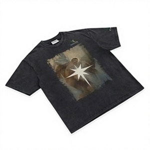 Camiseta de Manga Corta para Hombre, Color Gris Oscuro, con Estampado de Estrellas, Corte Regular, Algodón, Estilo Casual, Cuello Redondo - Product Image 5