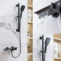 Affichage de la température Bain Douche Mélangeur Laiton Noir Chaud Froid Pluie Robinet De Douche pour Toilette Baignoire