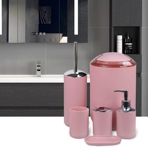 6 Piece Pink Plastic Accessories <strong>Bathroom</strong> Accessories Luxury <strong>Set</strong> for Home - Product Image 5