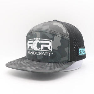 Premium Custom 7-Panel Grey Flat Bill Baseball Cap with Laser Cut & Hand Embroidery for Waterproof Sporty Daily Wear - Product Image 2