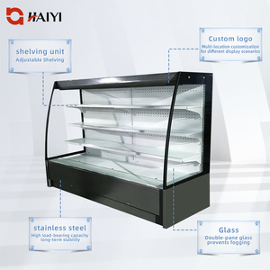 Vitrine Réfrigérée Verticale Ouverte pour Supermarché, Équipement de Réfrigération Commerciale, en Acier Inoxydable, Étagères Réglables pour Boissons - Product Image 4