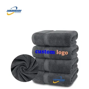 Embroidered Custom Logo 100% Cotton Hotel Homestay Sports Haircuts Spa Towels Beach Bath Towel Set