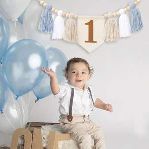 Thème Animal de la jungle 1er <span class=keywords><strong>anniversaire</strong></span> fête décoration ensemble chaise haute bannière Lion <span class=keywords><strong>anniversaire</strong></span> chapeau gâteau Topper pour bébé garçons - Product Image 4