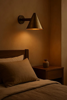 Lámpara de Pared Moderna Estilo Wabi-Sabi con Pantalla Cónica de Latón Pulido, Estilo Minimalista Americano, para Sala de Estar, Dormitorio, Iluminación Interior