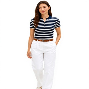 Camiseta Polo Clásica a Rayas para Mujer, Manga Corta, Cierre de Botones, Ligera, para Verano, Golf, Oficina, Informal, Venta al Por Mayor - Product Image 2