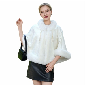Elegantes Chales de Punto para Mujer con Ribete de Piel Sintética y Cierre de Perlas, Capas de Novia para Vestido de Boda, Cálidos - Product Image 5