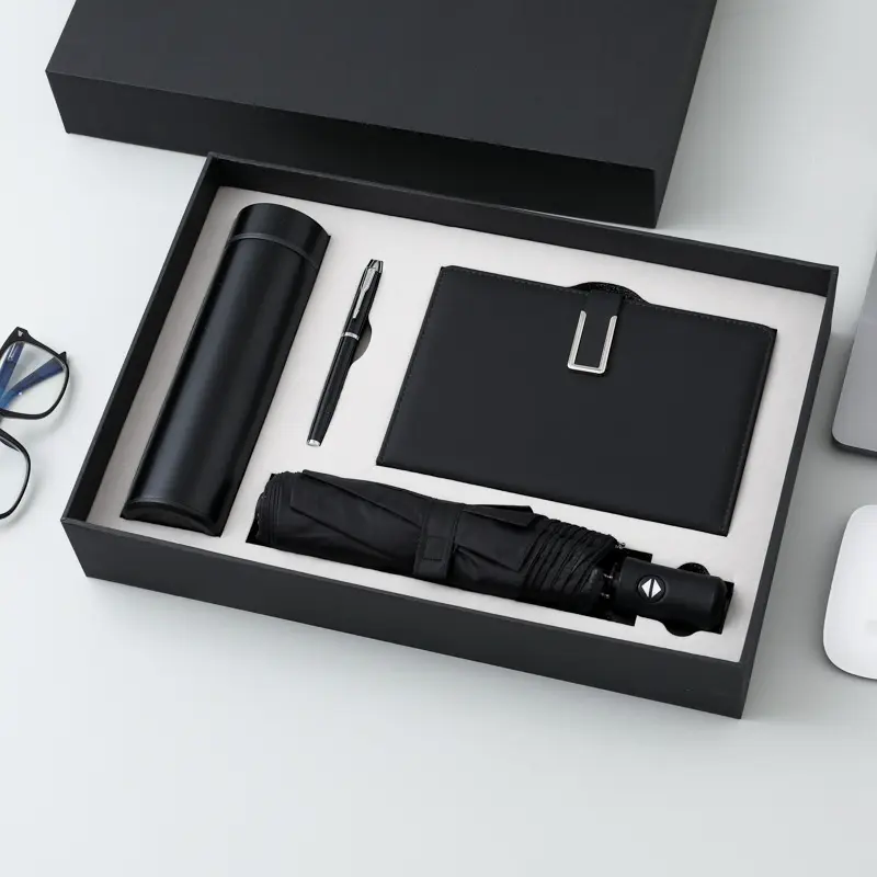 Custom Logo Business Anniversary Gift Promotional Vaccum Bottle Pen Notebook Umbrella Corporate Luxury Gift Set