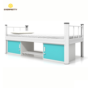 Meubles scolaires, lit de dortoir moderne, cadre de lit simple en acier métallique avec armoires de rangement et étagère à chaussures pour étudiants universitaires - Product Image 4