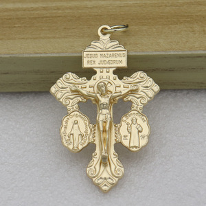 Parti del rosario perdono il ciondolo crocifisso per la realizzazione di oro argento placcato in bronzo cattolico gesus croce ciondoli fai da te - Product Image 2