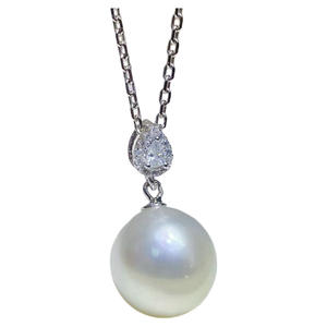 DIY Fashion Jade Necklace Pendant with 9-15mm Round <b>Beads</b> 31342 S925 <b>Silver</b> DIY Pearl Accessories 4mm Empty Stand - Product Image 5