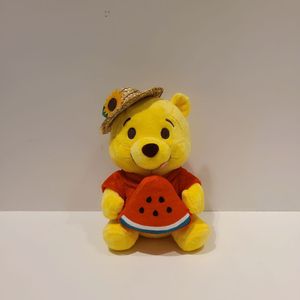 Jouet en peluche ours jaune mignon, super doux, en polyester et coton PP, brodé, porte-bonheur, pochette en filet à suspendre, jouet anti-stress - Product Image 1