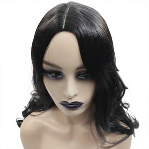 Perruque longue ondulée noire très demandée, avec raie au milieu, en cheveux synthétiques résistants à la chaleur, haute densité, ondulations lâches - Product Image 1