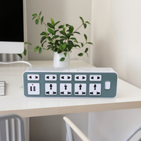 Kabel ekstensi Strip daya rumah pintar, 9 outlet 10A dengan saklar 2USB soket ekstensi Universal