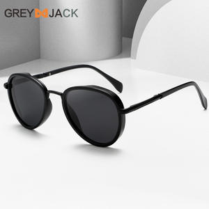 Lunettes de soleil rondes rétro Greyjack, monture noire TR90, polarisées UV400, unisexes, mode, protection solaire, extérieur, cyclisme, conduite - Product Image 2