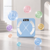 Báscula Inteligente Bluetooth para Grasa Corporal, con Pantalla LCD de Vidrio Templado Azul Claro, para el Hogar, Baño, Fitness, Control de Peso, Artículo Profesional
