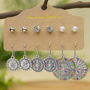 6PCS Drop Dangle Ohrringe Set für Frauen Feine Vintage Ohr stecker Boho Vintage Bronze Water drop Dangl ing Ohrringe - Product Image 5