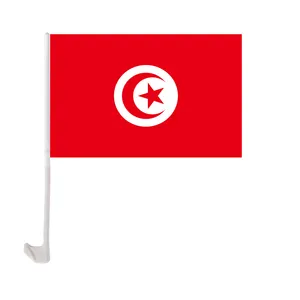 12x18 Inches Polyester Printing Custom Tunisia Car Window Flag With Holder
