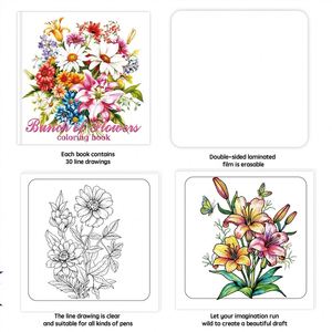 Libro para Colorear: Flores y Mariposas para Adultos - 24 Páginas de Hojas, Graffiti Decorativo DIY, 2025 - Product Image 4