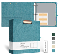 Carpeta de Archivo de Lino Personalizada, Carpeta de 3 Anillas de 2 Pulgadas, Bolsillos Interiores, Presilla para Bolígrafo y Cierre Elástico para Tamaño Carta de 11x8.5