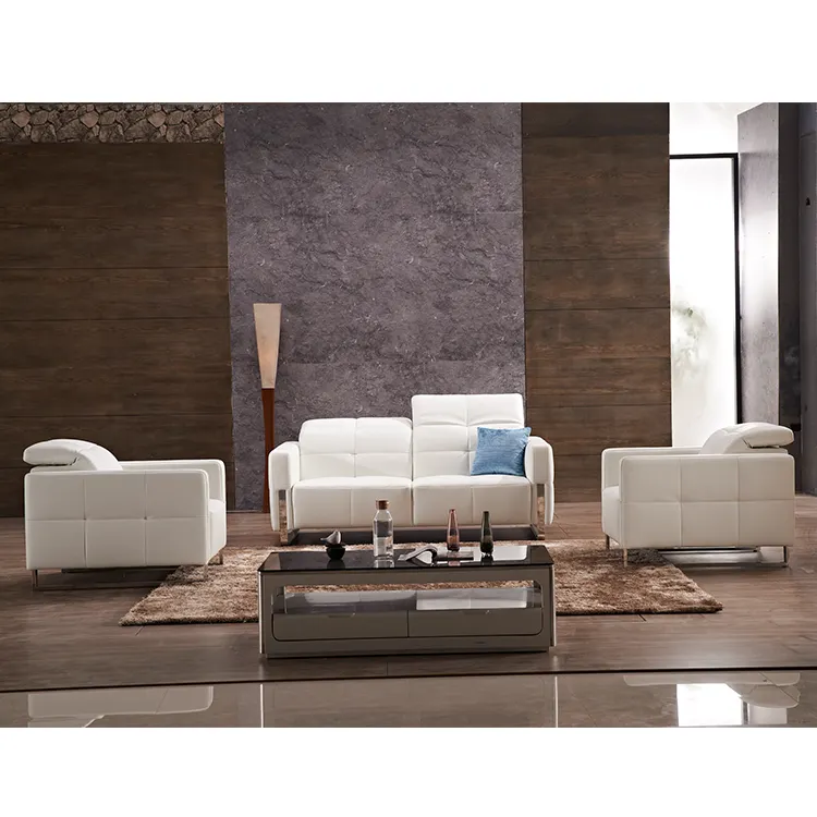 Best Verkopende Modern Design Luxe Houten Decoratie Meubelen Echt Echt Lederen Couch 3 2 1 Sectionele Woonkamer Sofa