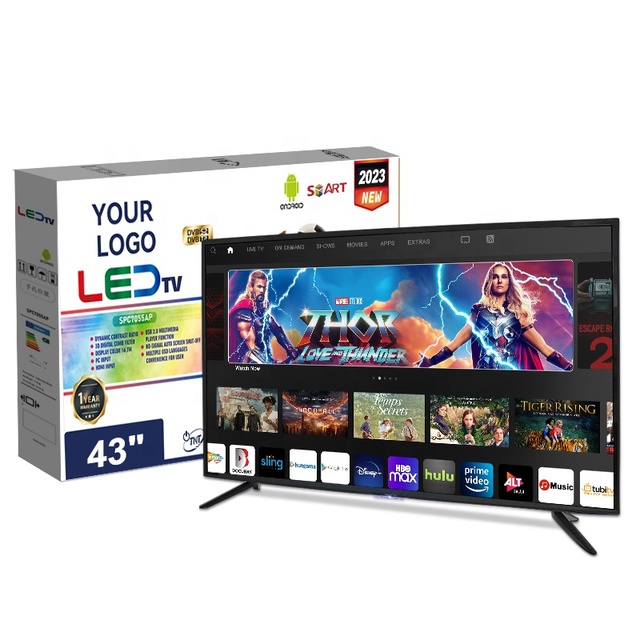 LED TV 43 Inch Android Wifi 4K UHD Smart Android TV Television 2K LED a Grade Panel OEM Factory 24 32 40 50 55 65 Inches TV Set