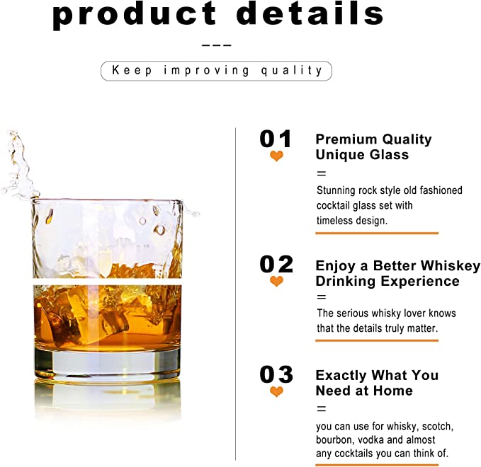 330ml Whiskey Glasses -11 Oz Lead-free Rocks Glass