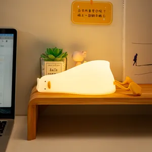 EGOGO lampu bebek silikon LED Mini, lampu malam anak silikon LED isi ulang daya, lampu sentuh USB kamar tidur, lampu malam untuk anak-anak