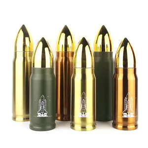 1000Ml 17Oz Shotgun Shell Bullet Shaped Vacuum Flask Thép Không Gỉ Tên Lửa Hình Bullet Tumbler Cup Thermo Chai Nước