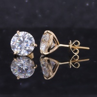 Boucles d'oreilles design mode 3 griffes 9mm 8mm 7.5mm 6.5mm 5mm 8.5mm boucles d'oreilles moisante or jaune 14k Bouchons d'oreille spirale.