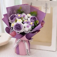 Buket Bunga Mawar Rajutan Tangan Siap Pakai, Hadiah Ulang Tahun dan Pernikahan untuk Pacar, Sahabat, dan Ibu
