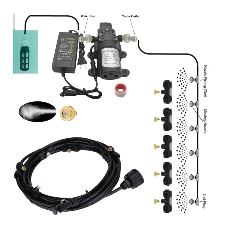 Pulverizador fino com bombas, sistema de resfriamento para neblina interna, kit desinfecção, sistema de misturação de resfriamento para jardim