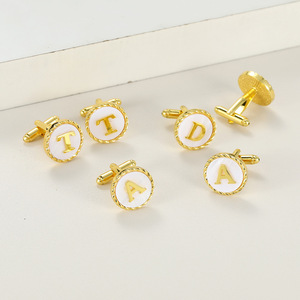 2025 New Arrival A-Z Chữ Cái Khuy Măng Sét Cá Nhân Tên Đầu Tiên Nhân Vật Cuff Liên Kết Vòng Vàng Màu Pháp Áo Sơ Mi Khuy Măng Sét - Product Image 5