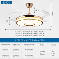 Ventilateur de plafond avec lumière, moteur en cuivre, pales rétractables, ventilateur lustre télécommandé, ventilateurs de plafond LED avec lumière