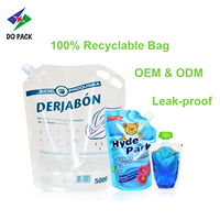 Détergent à lessive liquide imperméable, sachet en plastique Doypack avec bec verseur, emballage en sachet debout