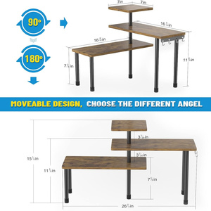 Organizzatore da Bancone, Scaffale Angolare Mobile a 3 Livelli per Cucina, Bagno, Porta Spezie, Comò, Tavolo, Marrone - Product Image 2