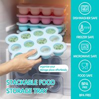 Kingkam Siliconen Babyvoeding Vriezer Dienblad Fruit Voedsel Feeder Bijtring Ijs Kubus Lade Maker Voor 0-12 Maanden Babyvoeding Opslag Container