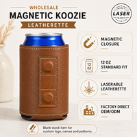 Manchon isotherme personnalisé en similicuir magnétique gravable au laser de 12 oz avec aimant pour cadeaux d'entreprise