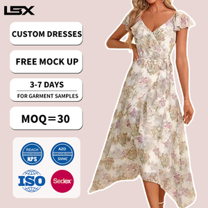 Vestido de Verano de Lino de Alta Calidad con Logotipo Personalizado, Vestido de <span class=keywords><strong>Playa</strong></span> Bohemio Informal <span class=keywords><strong>para</strong></span> Mujer - Product Image 1