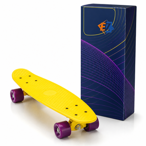 Mini-<span class=keywords><strong>skateboard</strong></span> compact 22 pouces en plastique jaune <span class=keywords><strong>pour</strong></span> enfants, idéal <span class=keywords><strong>pour</strong></span> les trajets quotidiens et le plaisir, logo personnalisé, vente en gros OEM - Product Image 2