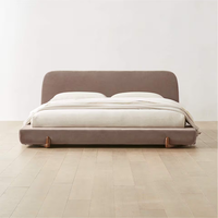 Cadre de lit plateforme au design moderne, capitonné, tailles King et Full, avec support en mousse et pieds en bois – Vente directe usine