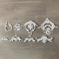 Ornement d'angle en relief 3D en gypse sculpté style rétro français, finition lisse pour la décoration murale et de plafond des villas, appartements et salons