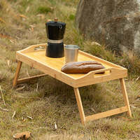 Plateau de lit en bambou pliable et antique, support portable personnalisé pour la maison, plateau de lit avec pieds pliants