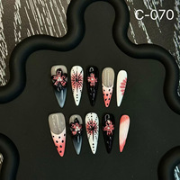 TSZS Faux Ongles à Presser Faits Main en Acrylique avec Motifs Floraux 3D, 10 Pièces, Design Personnalisé, Longs Ongles Amande pour la Saison Printemps-Été