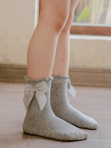 Chaussettes pour bébé fille en coton rose avec nœud, collection pop, pour enfants, en promotion - Product Image 4