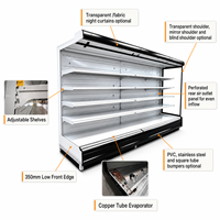 Vitrine réfrigérée verticale multi-niveaux à rideau d'air pour supermarché, charcuterie et boulangerie, à commande à distance