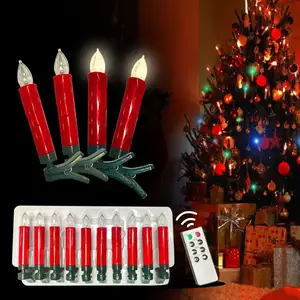 Set 10 Klip Dekorasi Natal Pada Remote Control, Lilin LED Tanpa Cacat