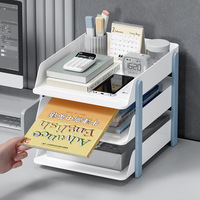 Étagère de rangement de bureau rectangulaire A4 amovible pour livres et dossiers, avec 2 à 4 niveaux, design simple pour usage de bureau