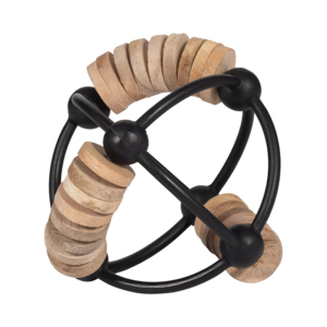 Orb di Metallo a Forma di Abaco con Dettagli in Legno, Scultura Decorativa per Soggiorno - Product Image 3