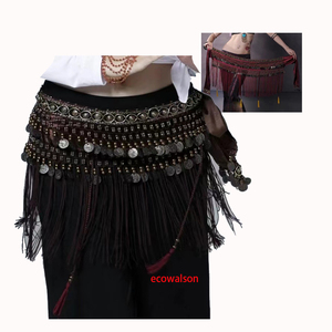 Bauchtanz Hüfttuch Münz gürtel Stammes kostüm Fransen Quaste Gürtel Kupfer Bauchtanz Taille Tribal Design Conins Gürtel - Product Image 1