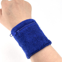 Gelang Uniseks dengan Kantong Resleting untuk Menyimpan Kunci dan Uang, Dompet Olahraga, Penyerap Keringat, Elastis, Kapas, untuk Kebugaran